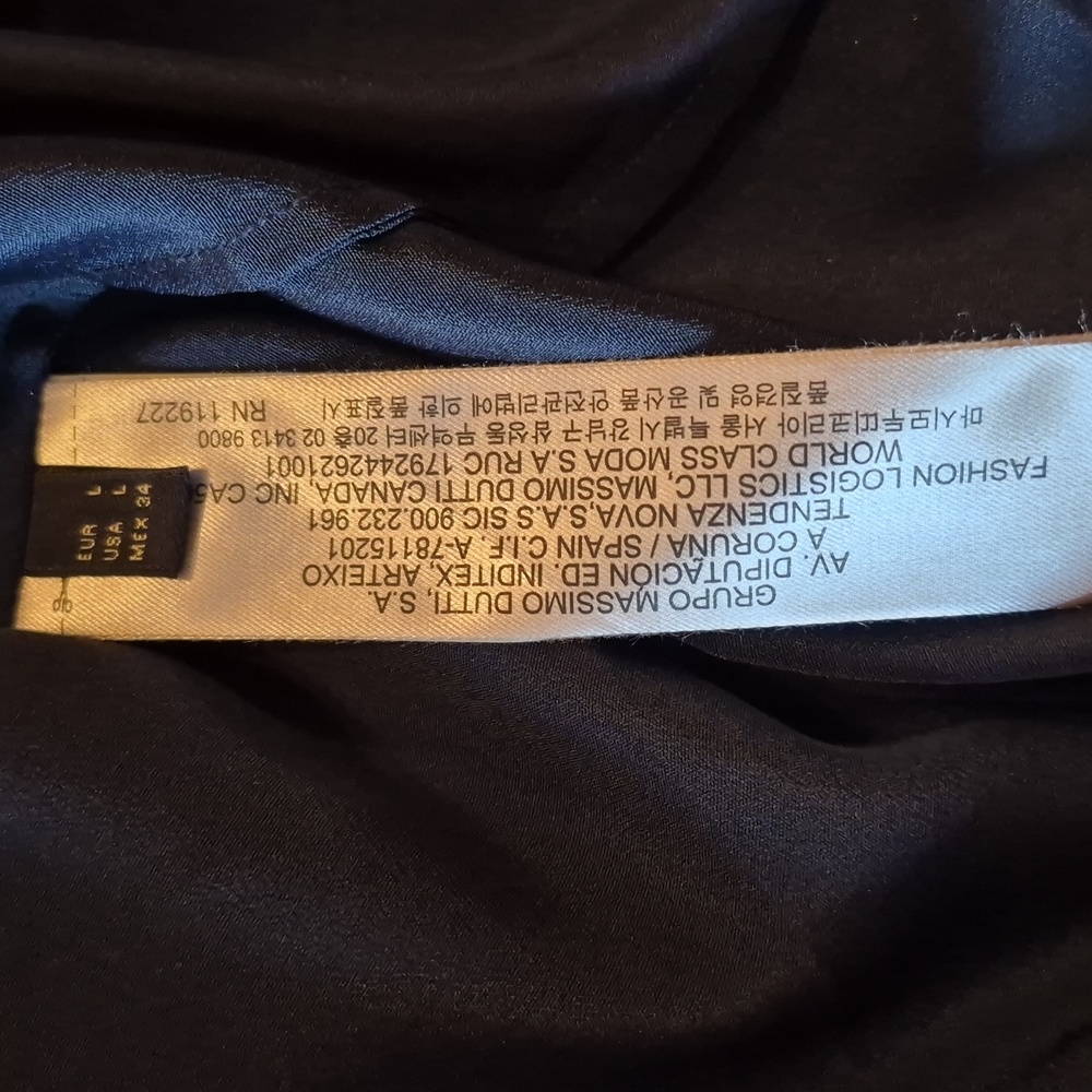 MASSIMO DUTTI Loose Fit Navy V-Neck Sheer Chiffon Sleeve Lined Dress, Size Large - Picture 13 of 15